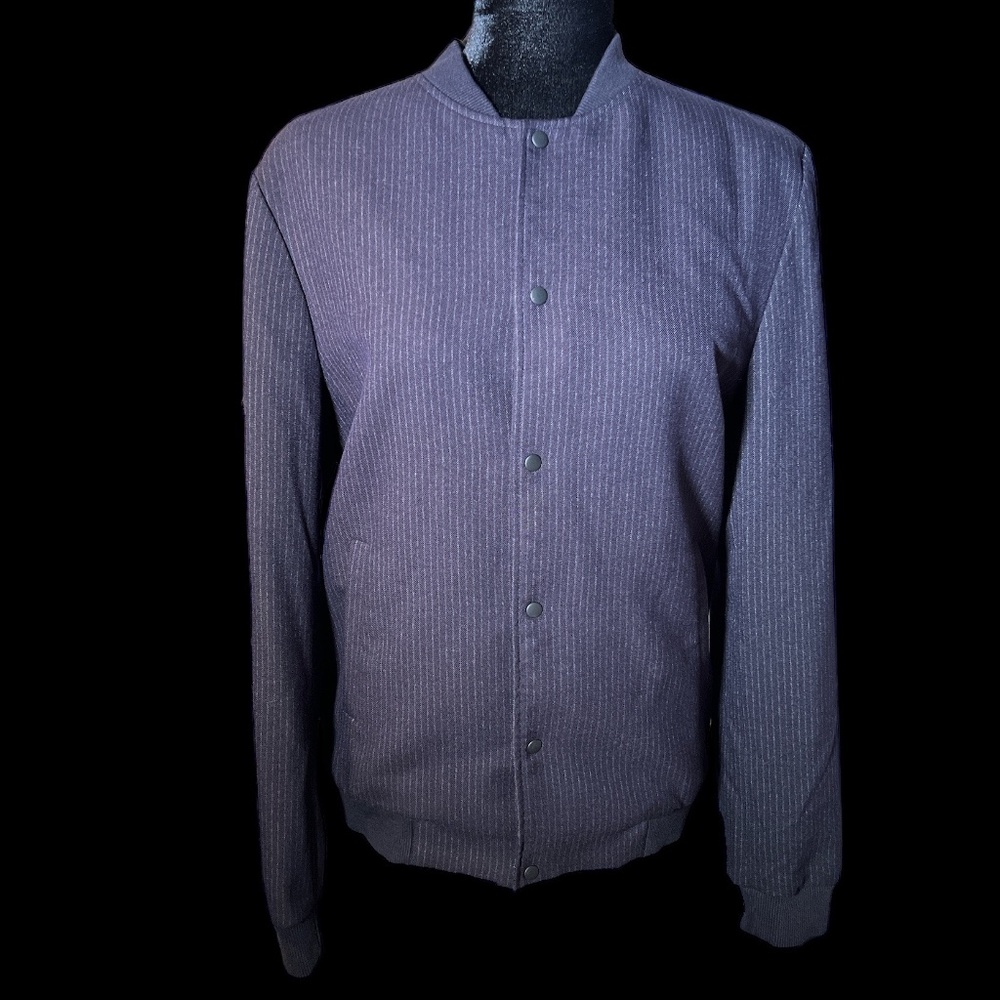 Topman - Black/Gray Mens Pinstriped Button Front Jacket - Size 38/M